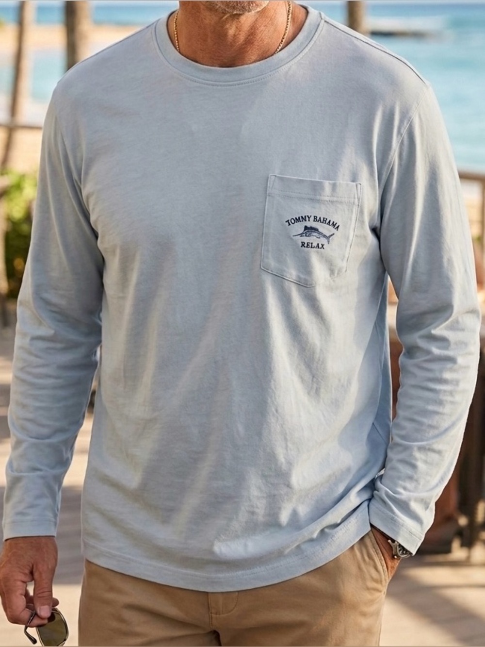 Tommy Bahama Relax Bali Skyline LS Pocket Tee Blue XL